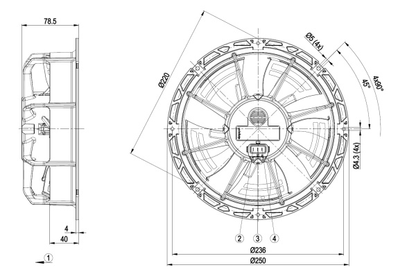 Осевой вентилятор ebmpapst W1G200EC8720 (8/0,008 кВт) 900 об/мин