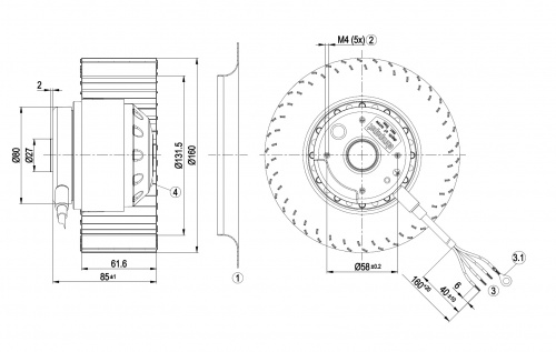 Центробежный вентилятор ebmpapst R2D160AC0213