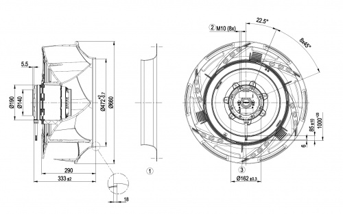 Центробежный вентилятор ebmpapst R4D630RB1501
