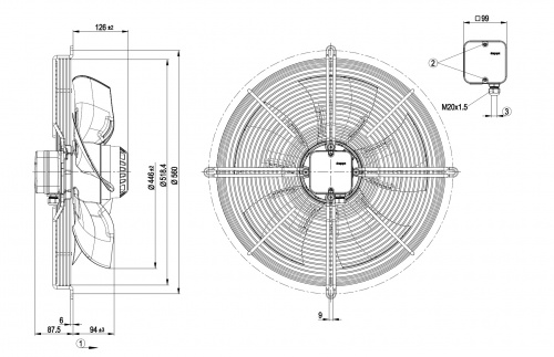 Осевой вентилятор ebmpapst S4E450BO0902