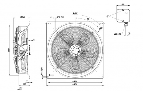 Осевой вентилятор ebmpapst W6D800GU0101