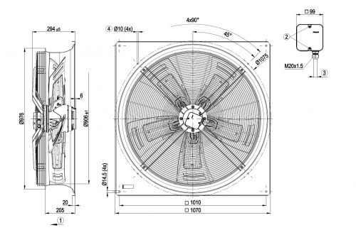 Осевой вентилятор ebmpapst W6D910GA0101