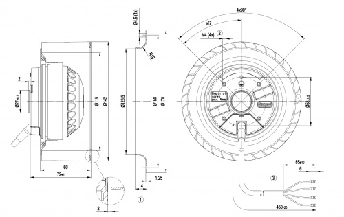 Центробежный вентилятор ebmpapst R2E140AS7705
