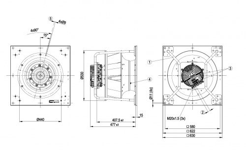 Центробежный вентилятор ebmpapst K3G450PA2371