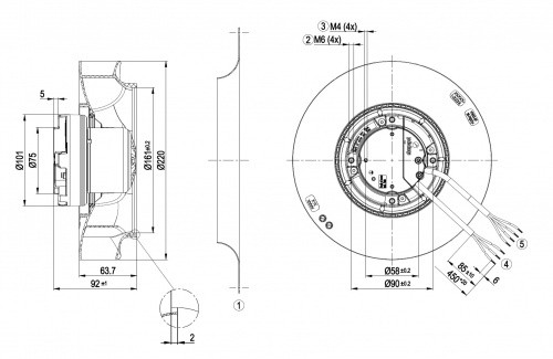 Центробежный вентилятор ebmpapst R3G220RD5303