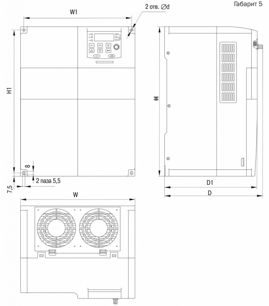Габаритный чертеж ПЧ CONTROL-A310 380В, 3Ф 18-22 kW Габаритный чертеж ПЧ CONTROL-A310 380В, 3Ф 18-22 kW .jpg
