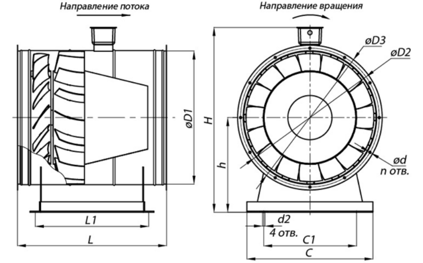ГАБАРИТНЫЕ И ПРИСОЕДИНИТЕЛЬНЫЕ РАЗМЕРЫ ВО 30-160 ТИП2.png