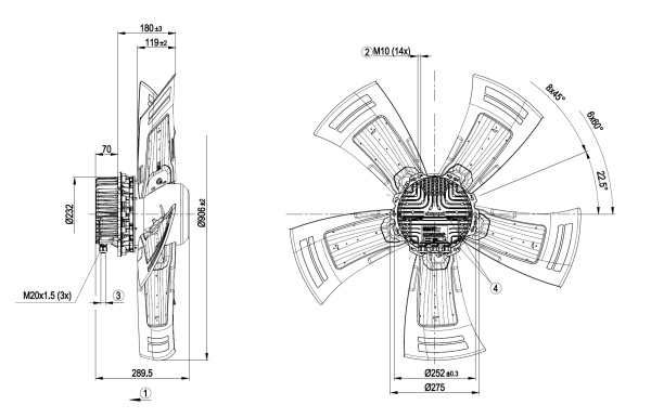 Осевой вентилятор ebmpapst A3G910AV0201