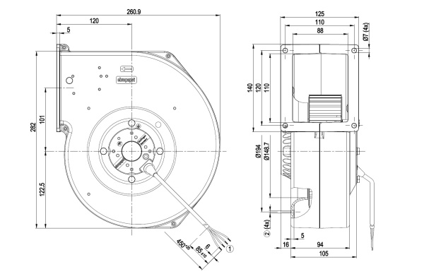 Центробежный вентилятор ebmpapst G2E180EH0301