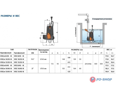 Насос фекальный Pedrollo VXC8/45