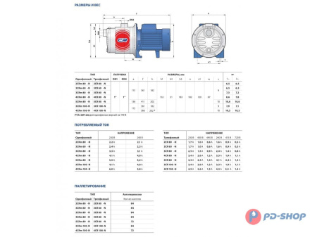 Насос из нержавеющей стали Pedrollo 3CR 100