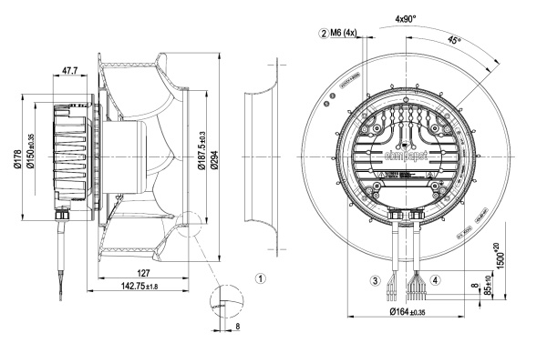 Центробежный вентилятор ebmpapst R3G280RR10P1