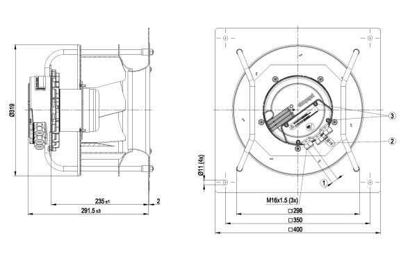 Центробежный вентилятор ebmpapst K3G280AU11C2