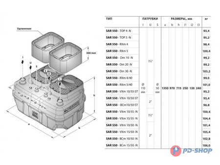 Станция насосная канализационная Pedrollo SAR 550 - Dm 20-N 10м