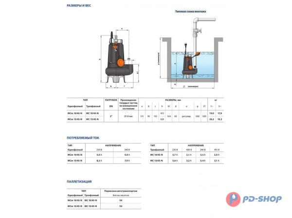 Насос фекальный Pedrollo MC 15/45