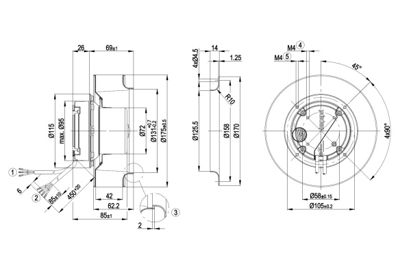 Центробежный вентилятор ebmpapst R3G175AF1902