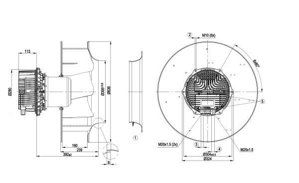Центробежный вентилятор ebmpapst R3G560AQ0401