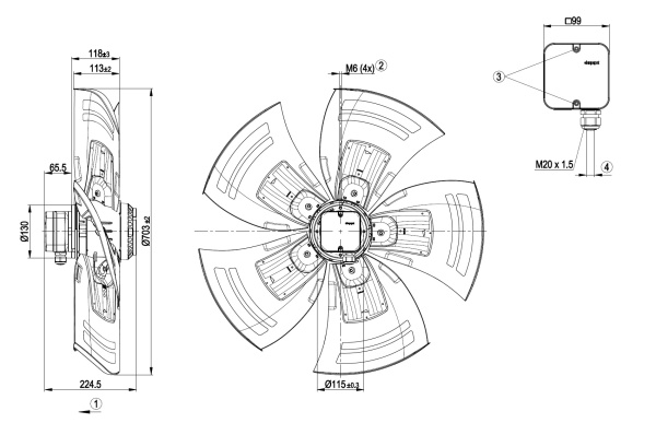 Осевой вентилятор ebmpapst A6D710AQ0101