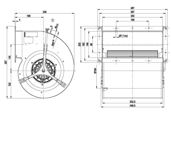 Центробежный вентилятор ebmpapst D4E225EH0101