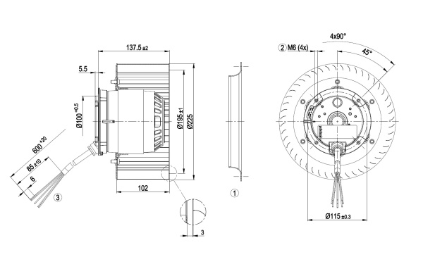 Центробежный вентилятор ebmpapst R4D225AK1006