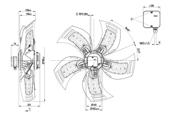 Осевой вентилятор ebmpapst A6D800AD0101