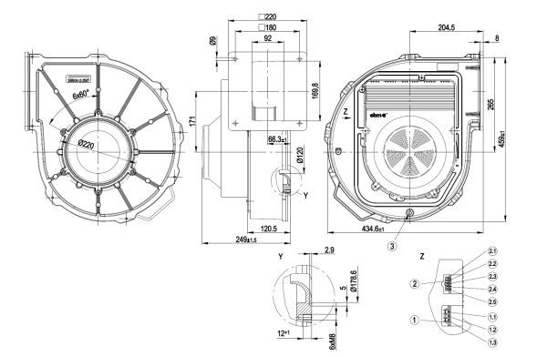 Центробежный вентилятор ebmpapst G3G250GN4401