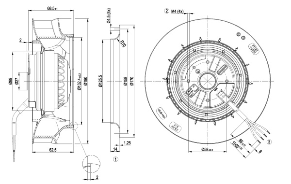 Центробежный вентилятор ebmpapst R2E190RA2610