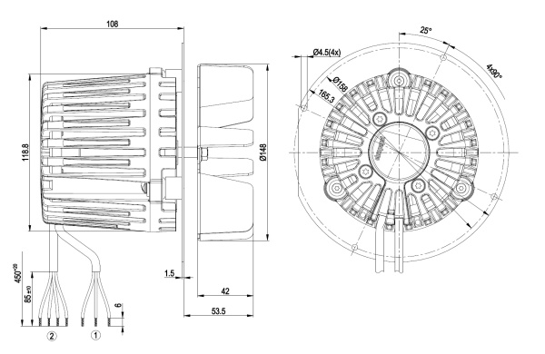 Центробежный вентилятор ebmpapst R3G150AC0101