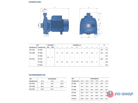 Насос центробежный Pedrollo CPm 160B