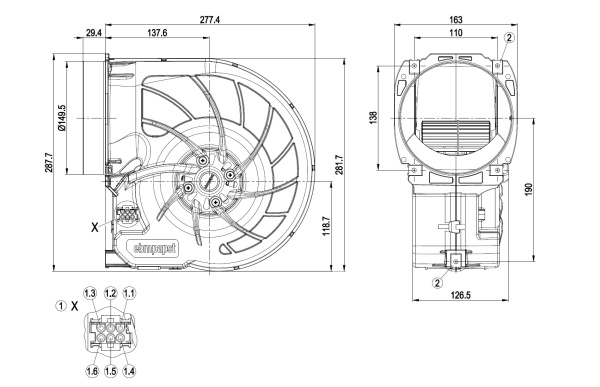 Центробежный вентилятор ebmpapst D2E160FI0101