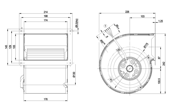 Центробежный вентилятор ebmpapst D4E160DA0122