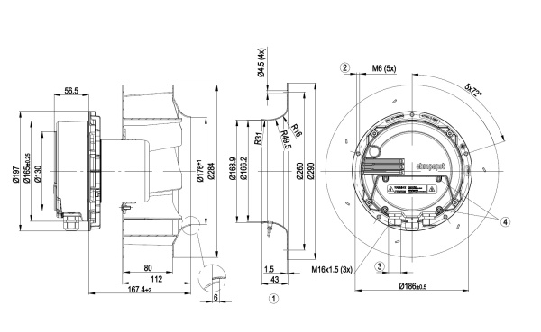 Центробежный вентилятор ebmpapst R3G250AV29B1